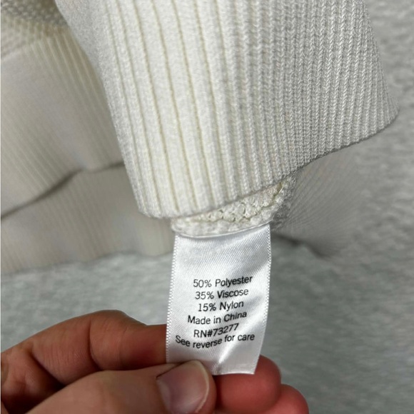 Nine West Cream Textured Knit Puff Sleeve Sweater Top | XXL - Picture 3 of 8